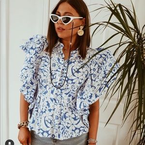 Zara printed poplin top bloggers favorite